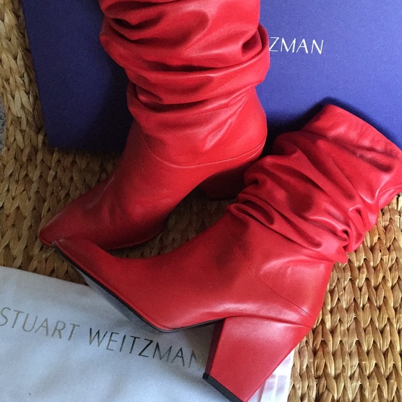 stuart weitzman red booties
